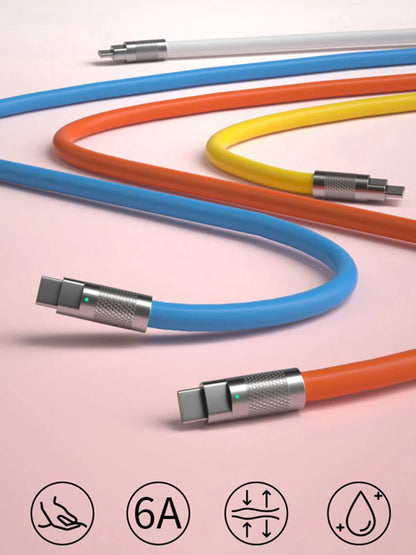 Câble de charge rapide PD Type C en silicone liquide, 120 W, 6 A, 1 m ou 2 m, câble de charge rapide USB-C vers USB-C