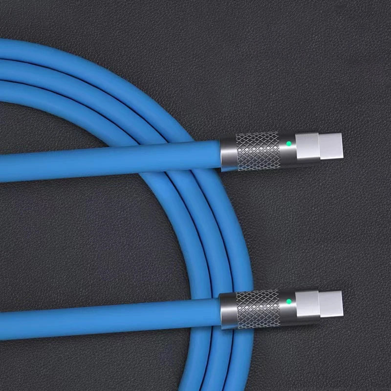 Câble de charge rapide PD Type C en silicone liquide, 120 W, 6 A, 1 m ou 2 m, câble de charge rapide USB-C vers USB-C