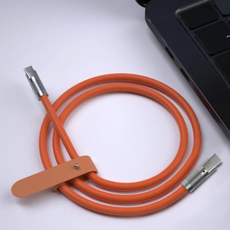 Câble de charge rapide PD Type C en silicone liquide, 120 W, 6 A, 1 m ou 2 m, câble de charge rapide USB-C vers USB-C